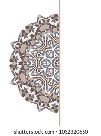 Template for greeting and business cards, brochures, covers. Oriental pattern. Mandala. Wedding invitation, save the date, RSVP. Arabic, Islamic, moroccan, asian, indian, african motifs.