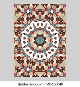 Template for greeting and business cards, brochures, covers with floral motifs. Oriental pattern. Mandala. Wedding invitation, save the date, RSVP. Arabic, Islamic, asian, indian, african motifs.