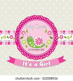 Template greeting card -  baby shower, vector illustration