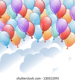 template of greeting card with balloons