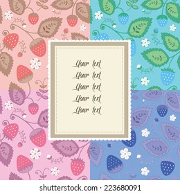 Template greeting card with berry pattern