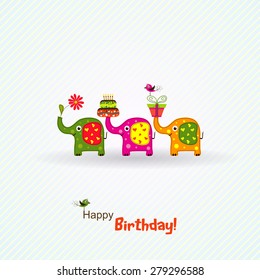 Tarjeta de saludo de plantilla, cumpleaños, ilustración vectorial
