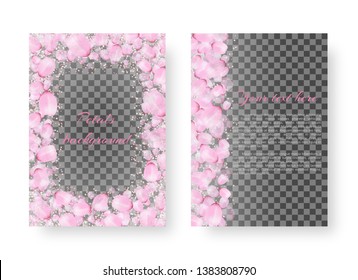 Template of greeting card with blossoming peach blossoms with Valentine's day on a transparent backdrop