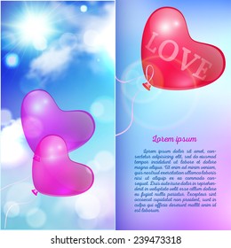 Template greeting card, booklet, abstract romantic background