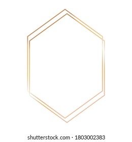 Template for greeting card decorative art deco gold frame on a white background