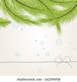 template of greeting card with a fir tree