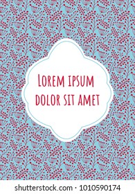 Template greeting card with floral background. Seamless botanical background.