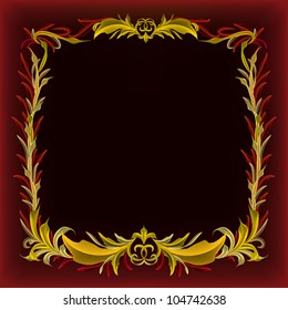 Template of greeting card with floral elements