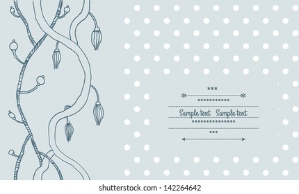 Template of greeting card with floral elements