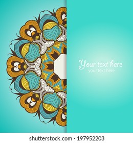 Template of greeting card with flower. Vector illustration