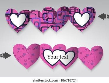 Template greeting card in the form of heart. Eps10 Vector illustration