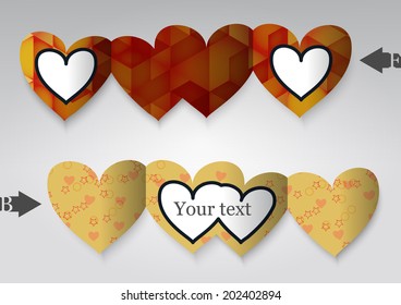 Template greeting card in the form of heart. Eps10 Vector illustration
