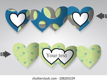 Template greeting card in the form of heart. Eps10 Vector illustration
