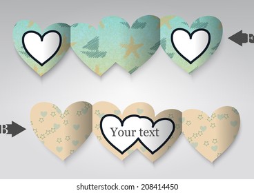 Template greeting card in the form of heart. Eps10 Vector illustration