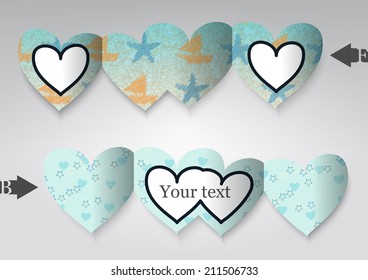 Template greeting card in the form of heart. Eps10 Vector illustration