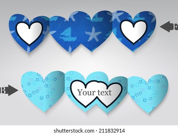 Template greeting card in the form of heart. Eps10 Vector illustration