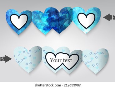 Template greeting card in the form of heart. Eps10 Vector illustration