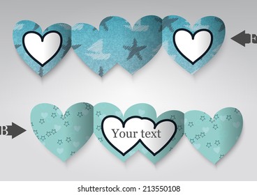 Template greeting card in the form of heart. Eps10 Vector illustration