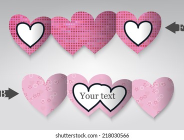 Template greeting card in the form of heart. Eps10 Vector illustration