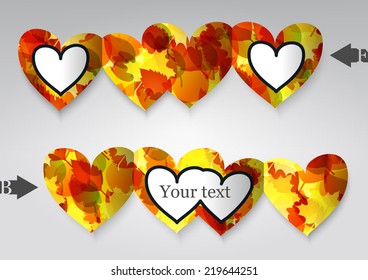 Template greeting card in the form of heart. Eps10 Vector illustration