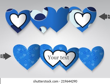 Template greeting card in the form of heart. Eps10 Vector illustration