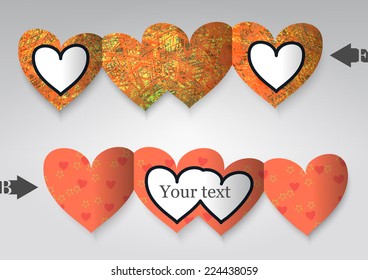 Template greeting card in the form of heart. Eps10 Vector illustration