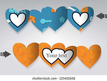 Template greeting card in the form of heart. Eps10 Vector illustration