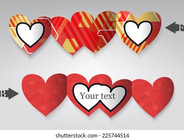 Template greeting card in the form of heart. Eps10 Vector illustration