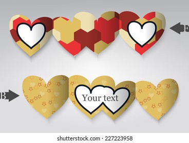 Template greeting card in the form of heart. Eps10 Vector illustration