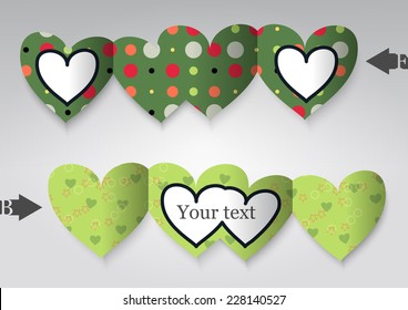 Template greeting card in the form of heart. Eps10 Vector illustration
