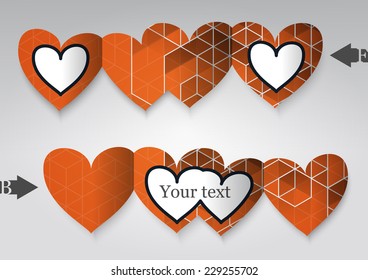 Template greeting card in the form of heart. Eps10 Vector illustration