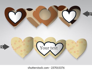 Template greeting card in the form of heart. Eps10 Vector illustration