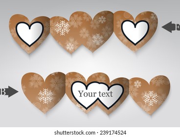 Template greeting card in the form of heart. Eps10 Vector illustration