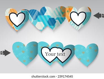 Template greeting card in the form of heart. Eps10 Vector illustration