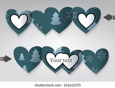 Template greeting card in the form of heart. Eps10 Vector illustration