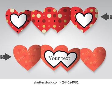 Template greeting card in the form of heart. Eps10 Vector illustration