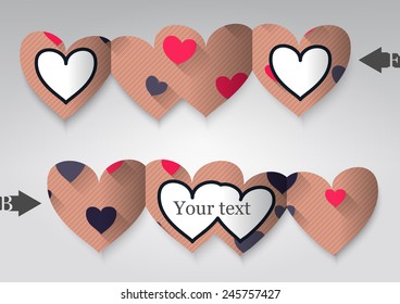 Template greeting card in the form of heart. Eps10 Vector illustration