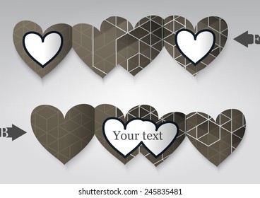 Template greeting card in the form of heart. Eps10 Vector illustration