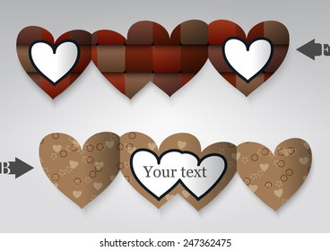 Template greeting card in the form of heart. Eps10 Vector illustration