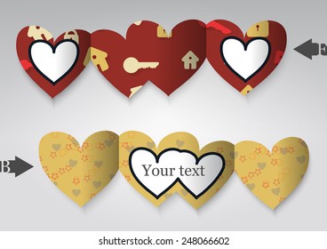 Template greeting card in the form of heart. Eps10 Vector illustration