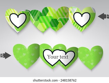 Template greeting card in the form of heart. Eps10 Vector illustration