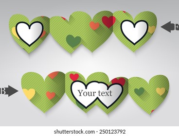 Template greeting card in the form of heart. Eps10 Vector illustration