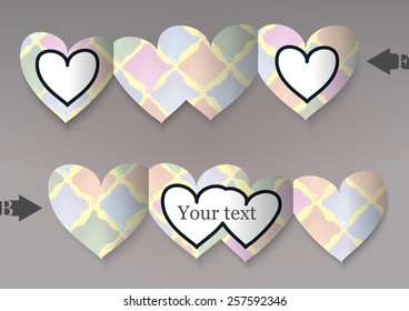 Template greeting card in the form of heart. Eps10 Vector illustration