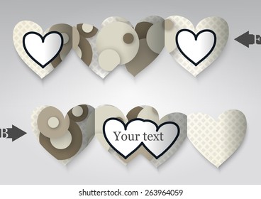 Template greeting card in the form of heart. Eps10 Vector illustration