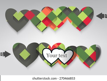 Template greeting card in the form of heart. Eps10 Vector illustration