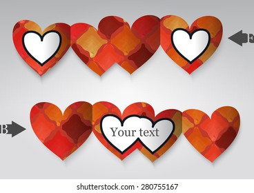 Template greeting card in the form of heart. Eps10 Vector illustration