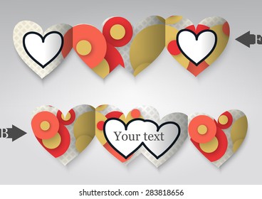 Template greeting card in the form of heart. Eps10 Vector illustration