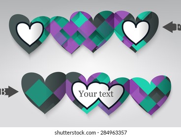 Template greeting card in the form of heart. Eps10 Vector illustration