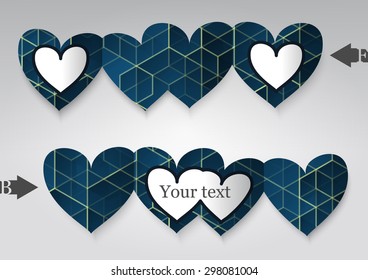 Template greeting card in the form of heart. Eps10 Vector illustration