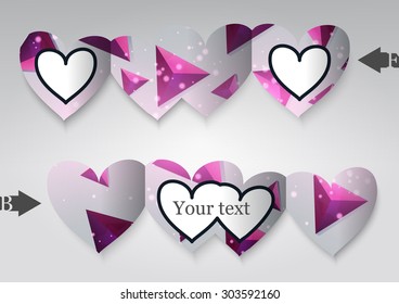 Template greeting card in the form of heart. Eps10 Vector illustration